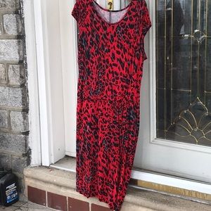 Light weight red leopard print for work or play